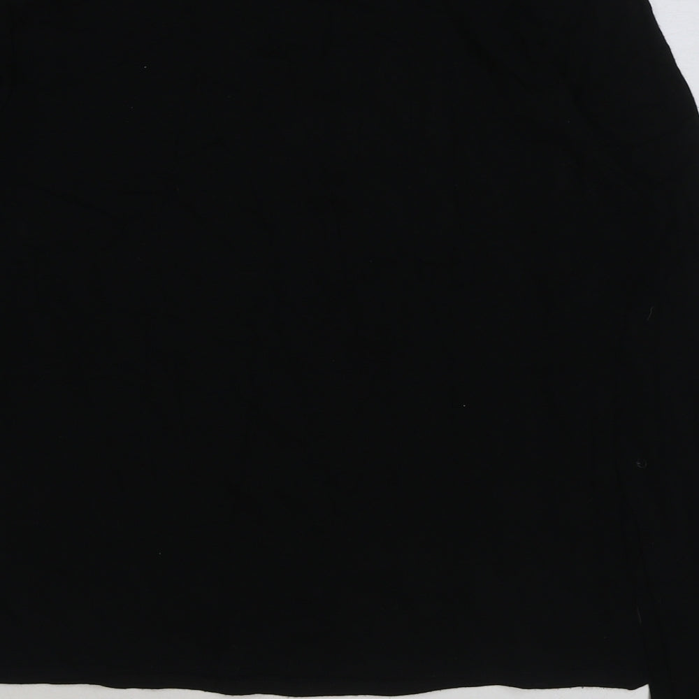 Yessica Womens Black Viscose Basic T-Shirt Size 16 V-Neck