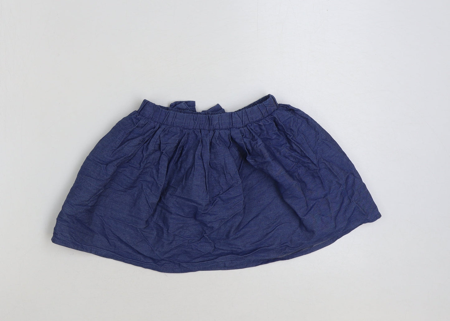 Preworn Girls Blue Cotton Skater Skirt Size 5-6 Years Regular