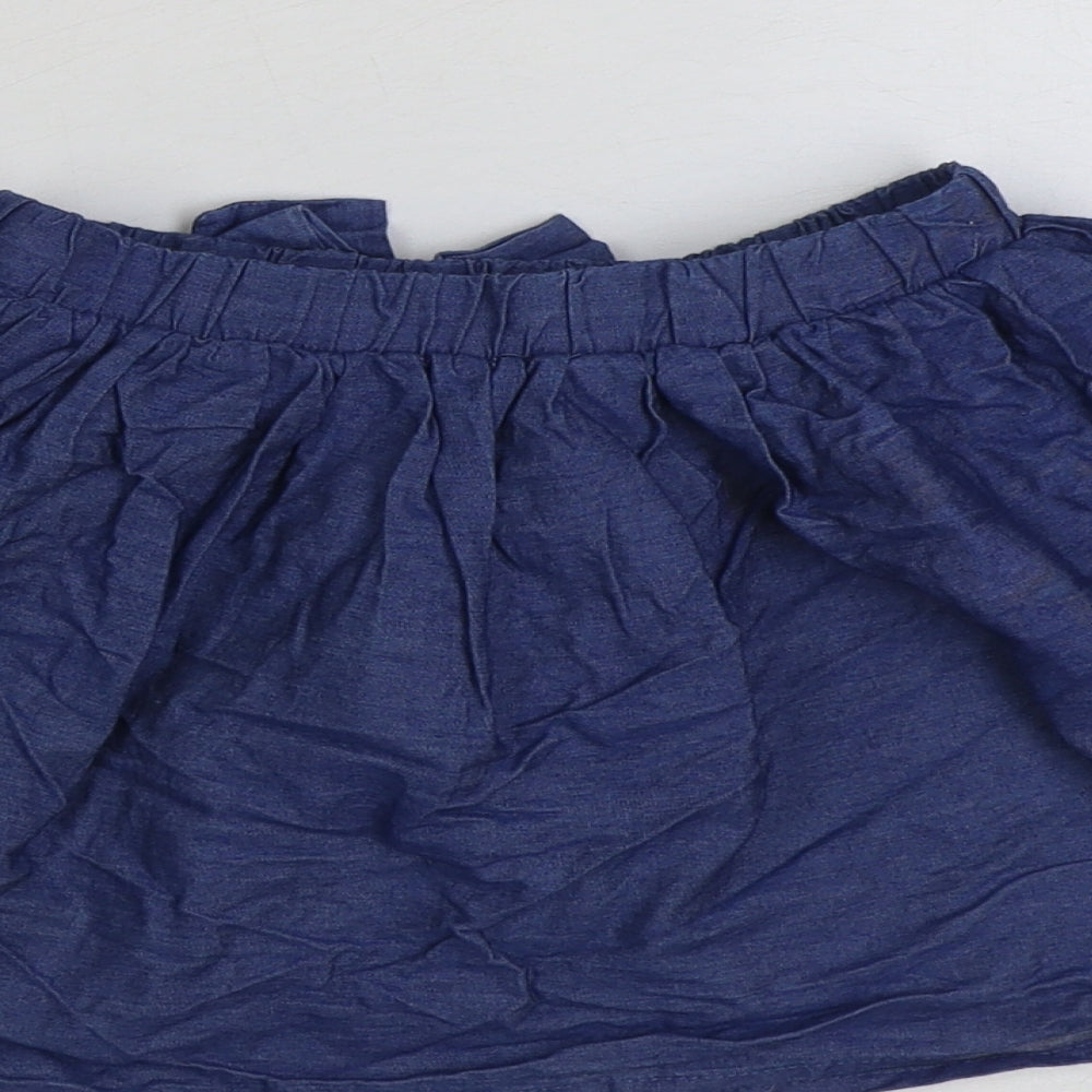 Preworn Girls Blue Cotton Skater Skirt Size 5-6 Years Regular