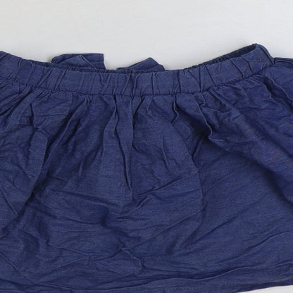 Preworn Girls Blue Cotton Skater Skirt Size 5-6 Years Regular