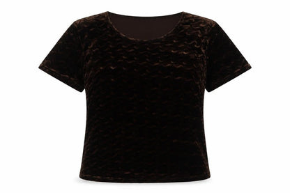 twotone Womens Brown Polyester Basic T-Shirt Size 16 Round Neck