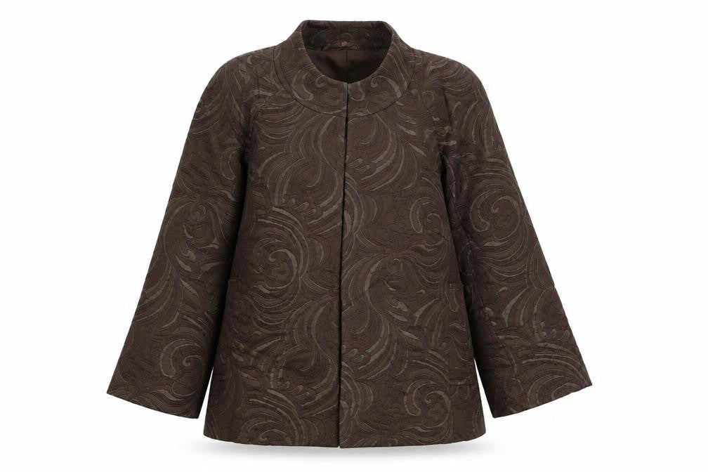 Monsoon Womens Beige Geometric Jacket Size 8 Hook & Eye