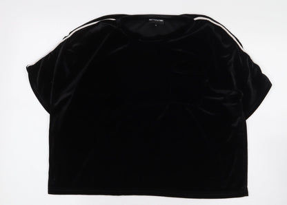 PRETTYLITTLETHING Womens Black Cotton Basic T-Shirt Size M Round Neck - Stripe Detail