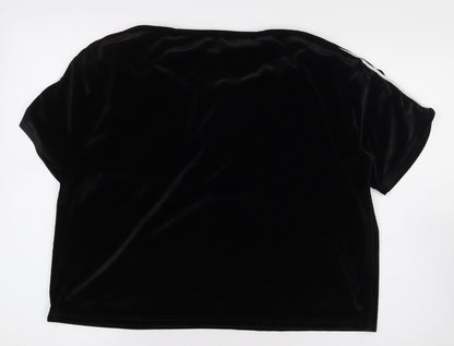PRETTYLITTLETHING Womens Black Cotton Basic T-Shirt Size M Round Neck - Stripe Detail