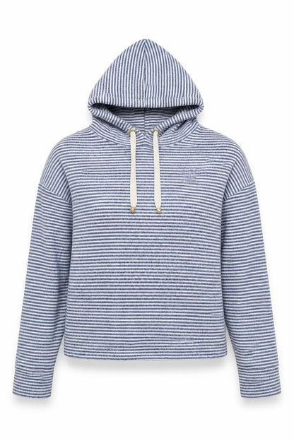 George Womens Blue Striped Polyester Pullover Hoodie Size 8 Pullover