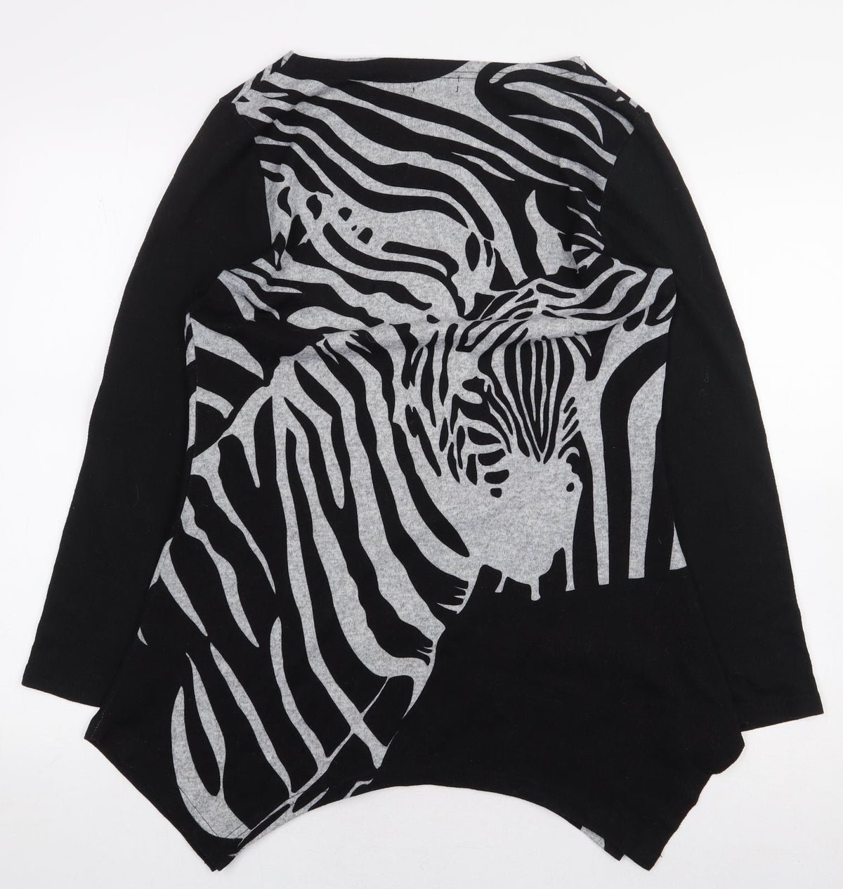 CMD Womens Black Animal Print Polyester Pullover Size M Pullover - Zebra Print