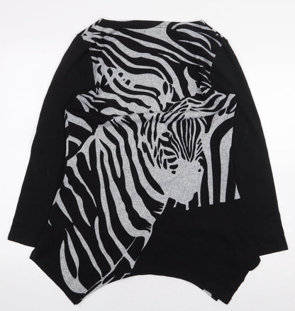 CMD Womens Black Animal Print Polyester Pullover Size M Pullover - Zebra Print