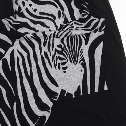 CMD Womens Black Animal Print Polyester Pullover Size M Pullover - Zebra Print