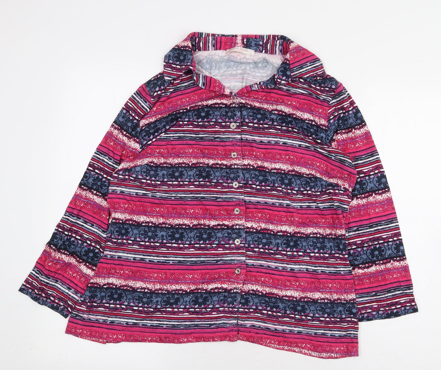 Womens UK Size L Anna Rose Pink Basic Button-Up