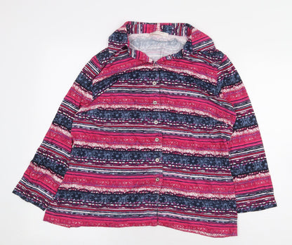 Womens UK Size L Anna Rose Pink Basic Button-Up