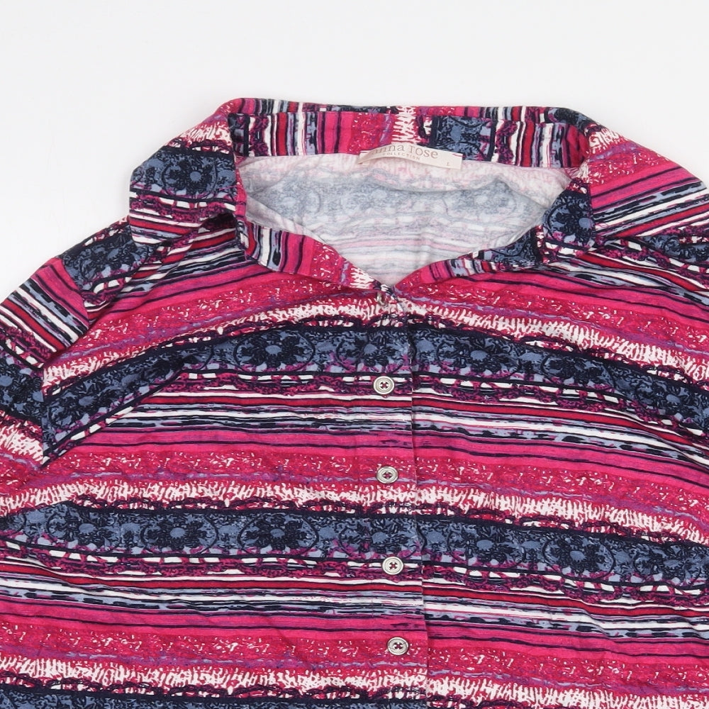 Womens UK Size L Anna Rose Pink Basic Button-Up
