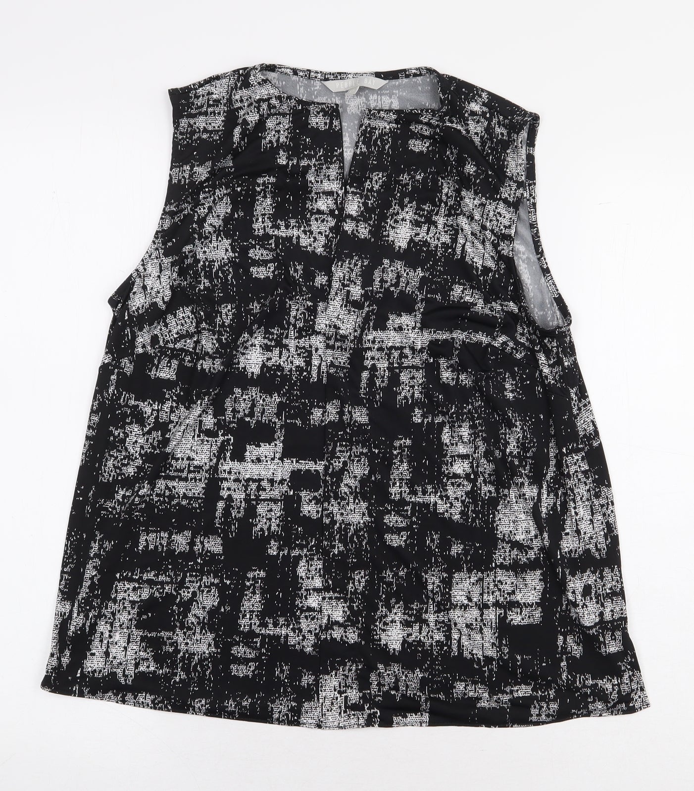 Pebble BayBLA Womens Black Geometric Polyester Basic Tank Size 12 V-Neck