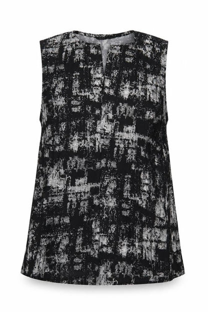 Pebble BayBLA Womens Black Geometric Polyester Basic Tank Size 12 V-Neck