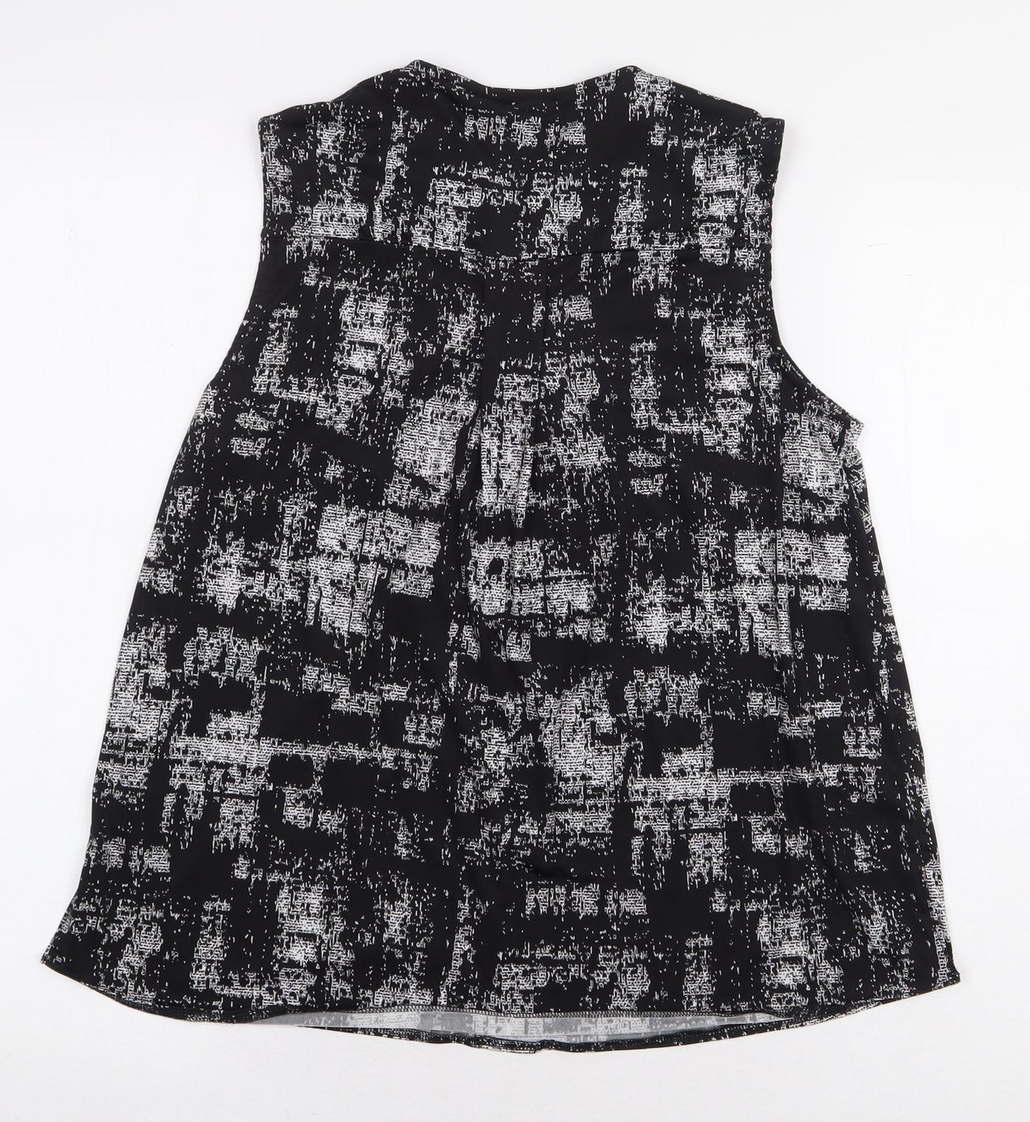 Pebble BayBLA Womens Black Geometric Polyester Basic Tank Size 12 V-Neck