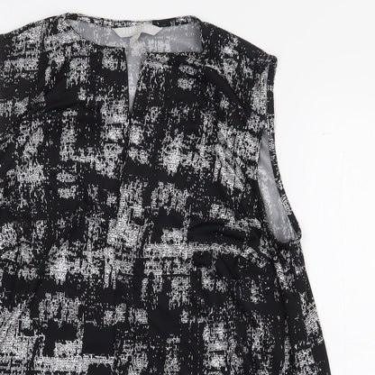 Pebble BayBLA Womens Black Geometric Polyester Basic Tank Size 12 V-Neck
