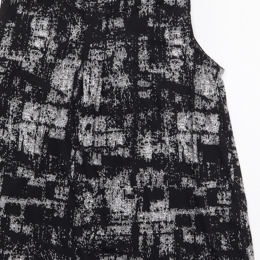 Pebble BayBLA Womens Black Geometric Polyester Basic Tank Size 12 V-Neck