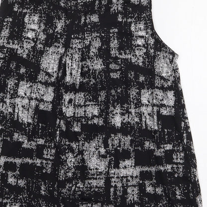 Pebble BayBLA Womens Black Geometric Polyester Basic Tank Size 12 V-Neck
