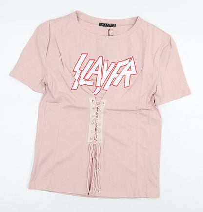 Womens UK Size S Eight Paris Pink Basic T-Shirt