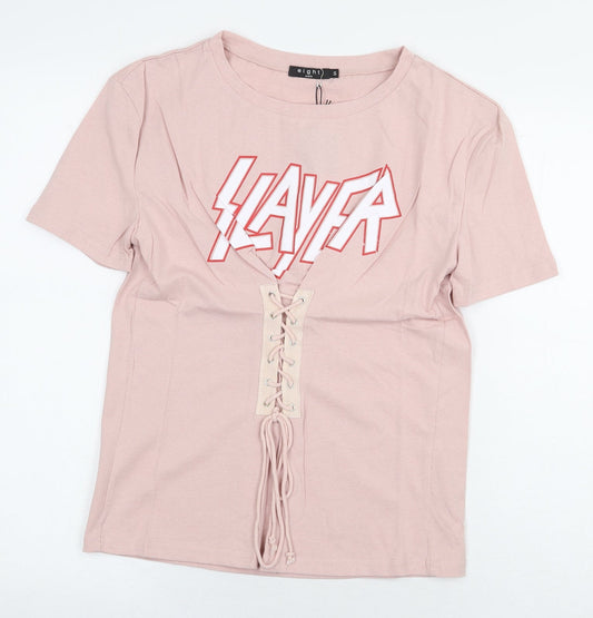 Womens UK Size S Eight Paris Pink Basic T-Shirt