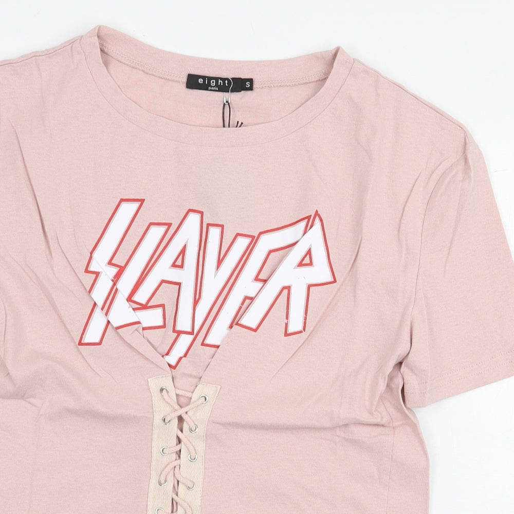 Womens UK Size S Eight Paris Pink Basic T-Shirt