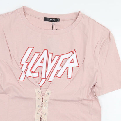 Womens UK Size S Eight Paris Pink Basic T-Shirt