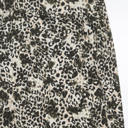 Marks and Spencer Womens Green Animal Print Polyester Sheath Size 12 Scoop Neck Pullover - Leopard Print