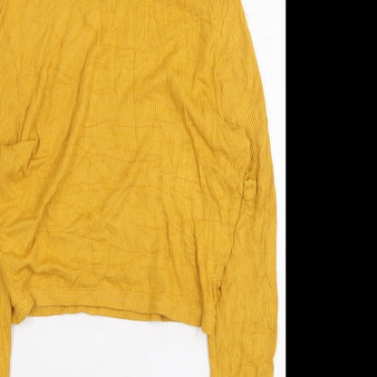 Missguided Womens Yellow Polyester Cropped T-Shirt Size 8 High Neck - Ribbed