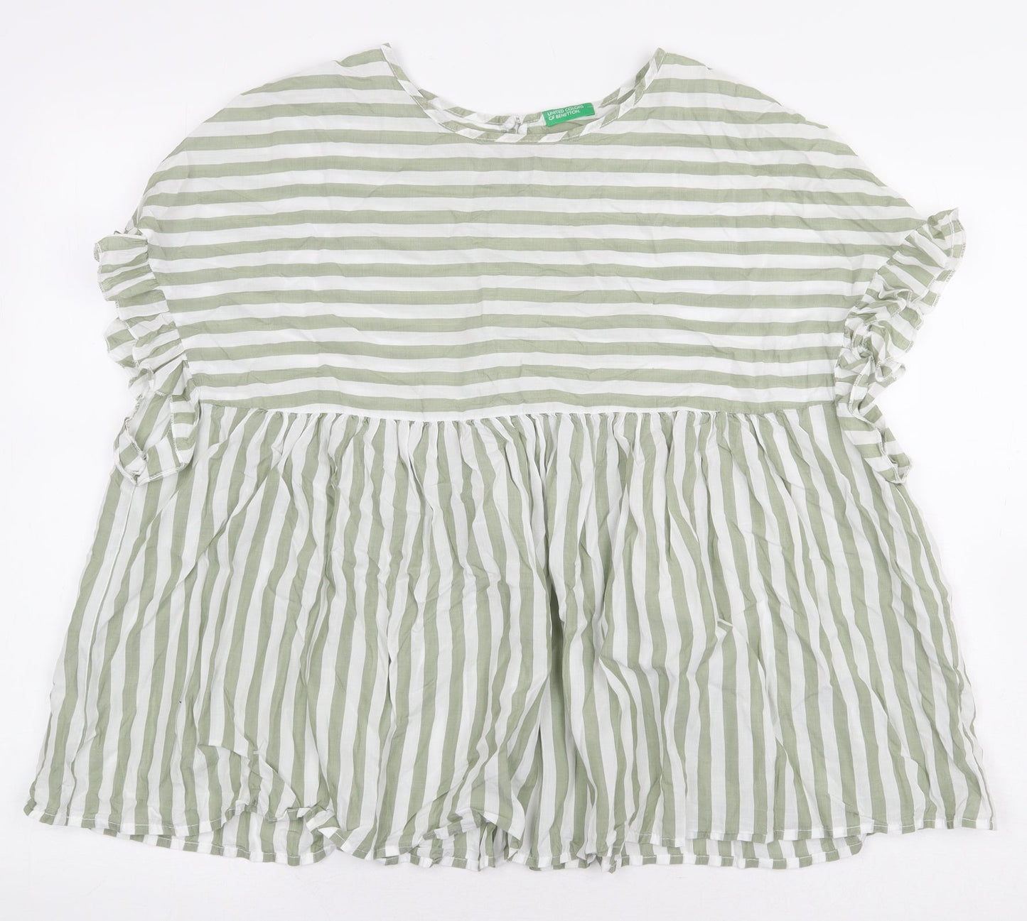 Womens UK Size L Preworn Green Basic Blouse