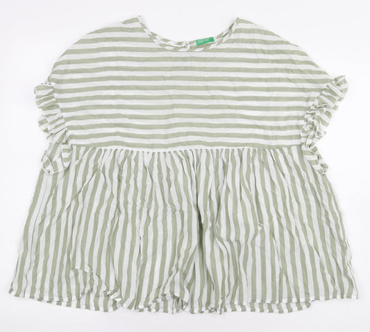 Womens UK Size L Preworn Green Basic Blouse