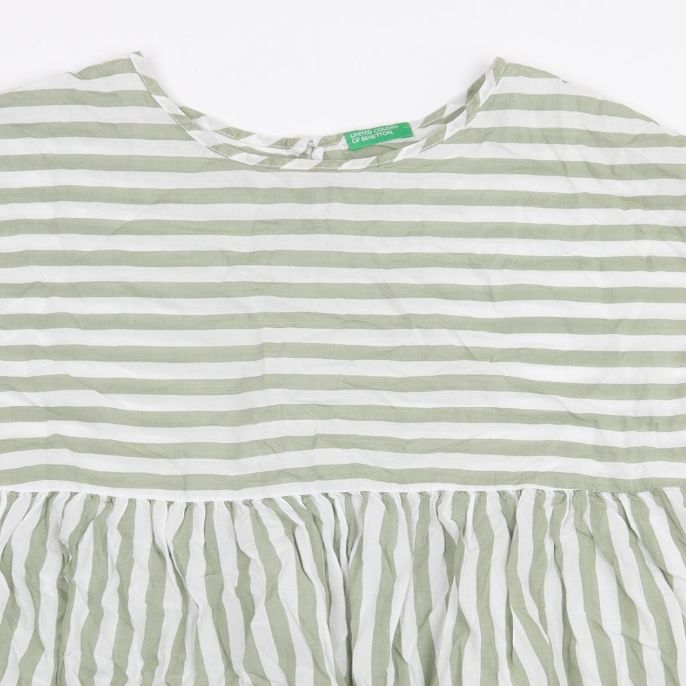 Womens UK Size L Preworn Green Basic Blouse