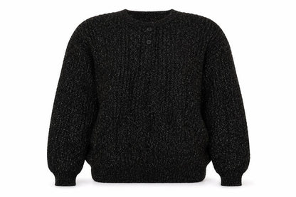 Richards Womens Black Wool Pullover Sweatshirt One Size Button