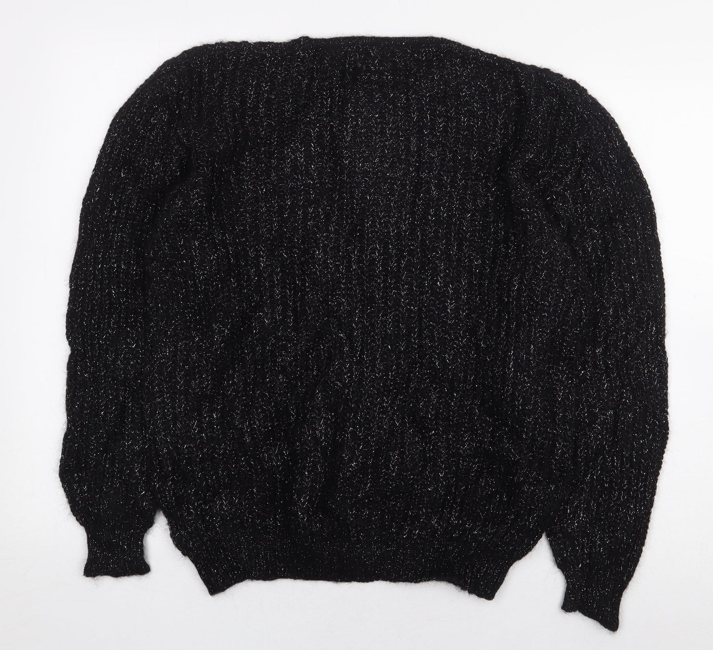 Richards Womens Black Wool Pullover Sweatshirt One Size Button