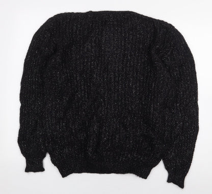 Richards Womens Black Wool Pullover Sweatshirt One Size Button