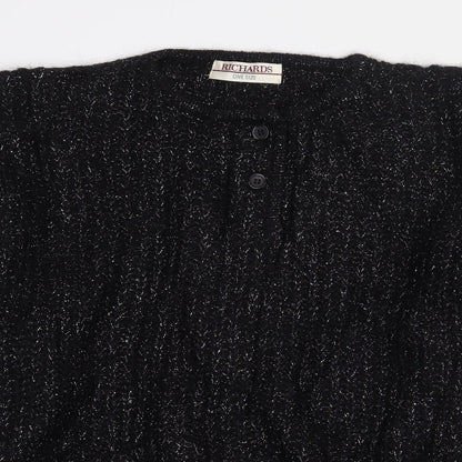 Richards Womens Black Wool Pullover Sweatshirt One Size Button