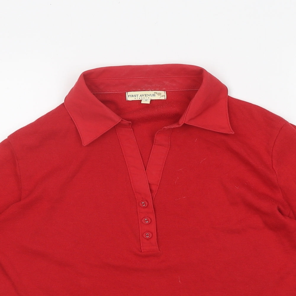 Mens UK Size S First Avenue Red  Button-Up Long Sleeve Casual Shirt