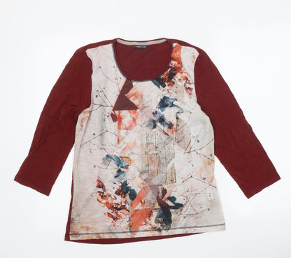 Barbara Lebek Womens Red Polyester Basic T-Shirt Size 10 Scoop Neck