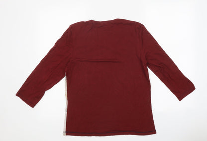 Barbara Lebek Womens Red Polyester Basic T-Shirt Size 10 Scoop Neck