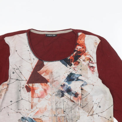 Barbara Lebek Womens Red Polyester Basic T-Shirt Size 10 Scoop Neck