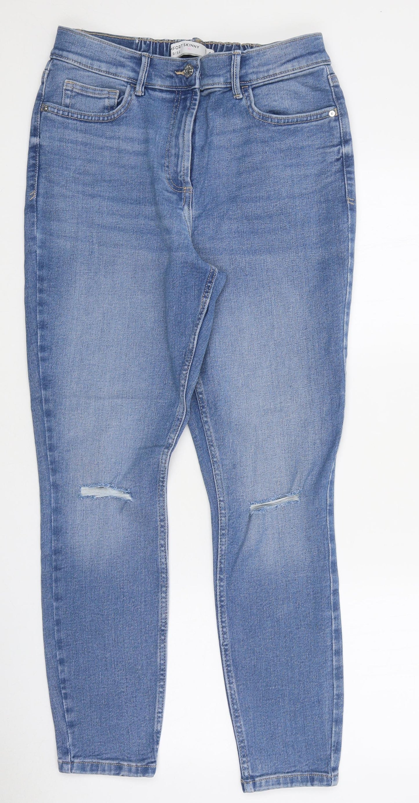 NEXT Womens Blue 100% Cotton Skinny Jeans Size 4 L29 in Regular Zip