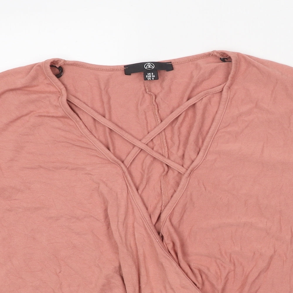 Womens UK Size 8 Missguided Pink Basic T-Shirt