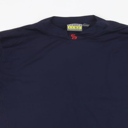 David Luke Mens Blue Polyester Basic T-Shirt Size 34 High Neck Pullover