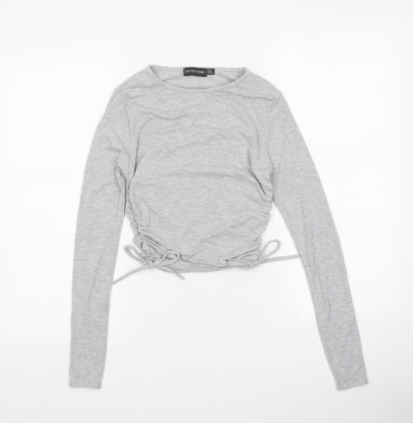 Womens UK Size 6 PRETTYLITTLETHING Grey Cropped Polo