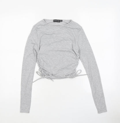 Womens UK Size 6 PRETTYLITTLETHING Grey Cropped Polo