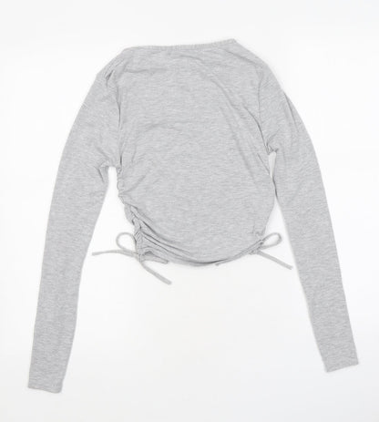 Womens UK Size 6 PRETTYLITTLETHING Grey Cropped Polo