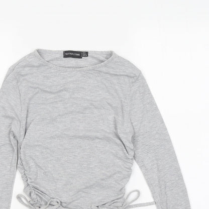 Womens UK Size 6 PRETTYLITTLETHING Grey Cropped Polo