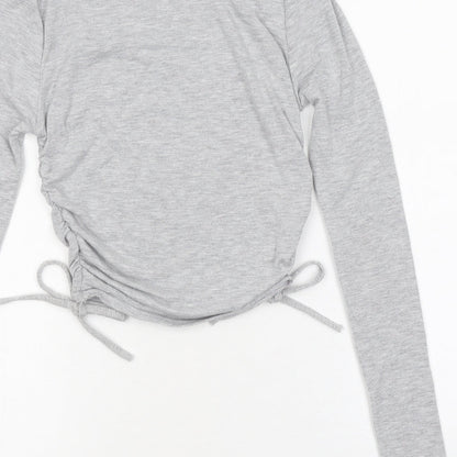 Womens UK Size 6 PRETTYLITTLETHING Grey Cropped Polo