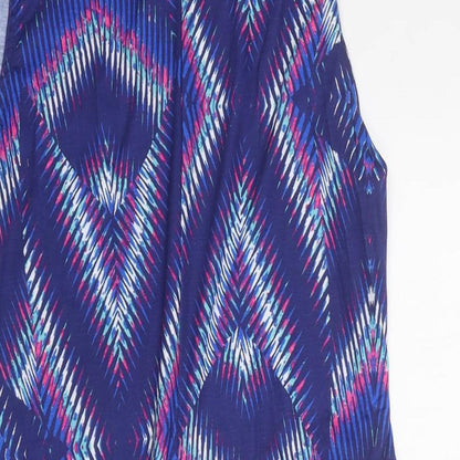 Kaleidoscope Womens Blue Geometric Polyester Slip Dress Size 14 Square Neck Tie