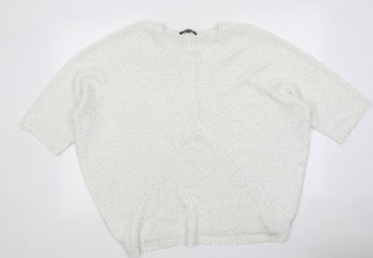 Aftershock Womens White Round Neck 100% Cotton Pullover Jumper Size L