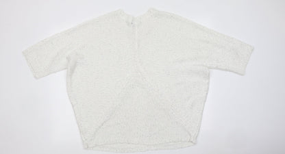 Aftershock Womens White Round Neck 100% Cotton Pullover Jumper Size L