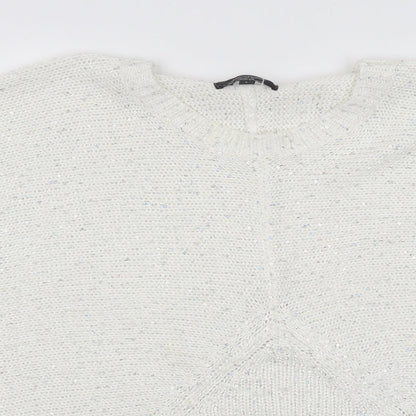 Aftershock Womens White Round Neck 100% Cotton Pullover Jumper Size L